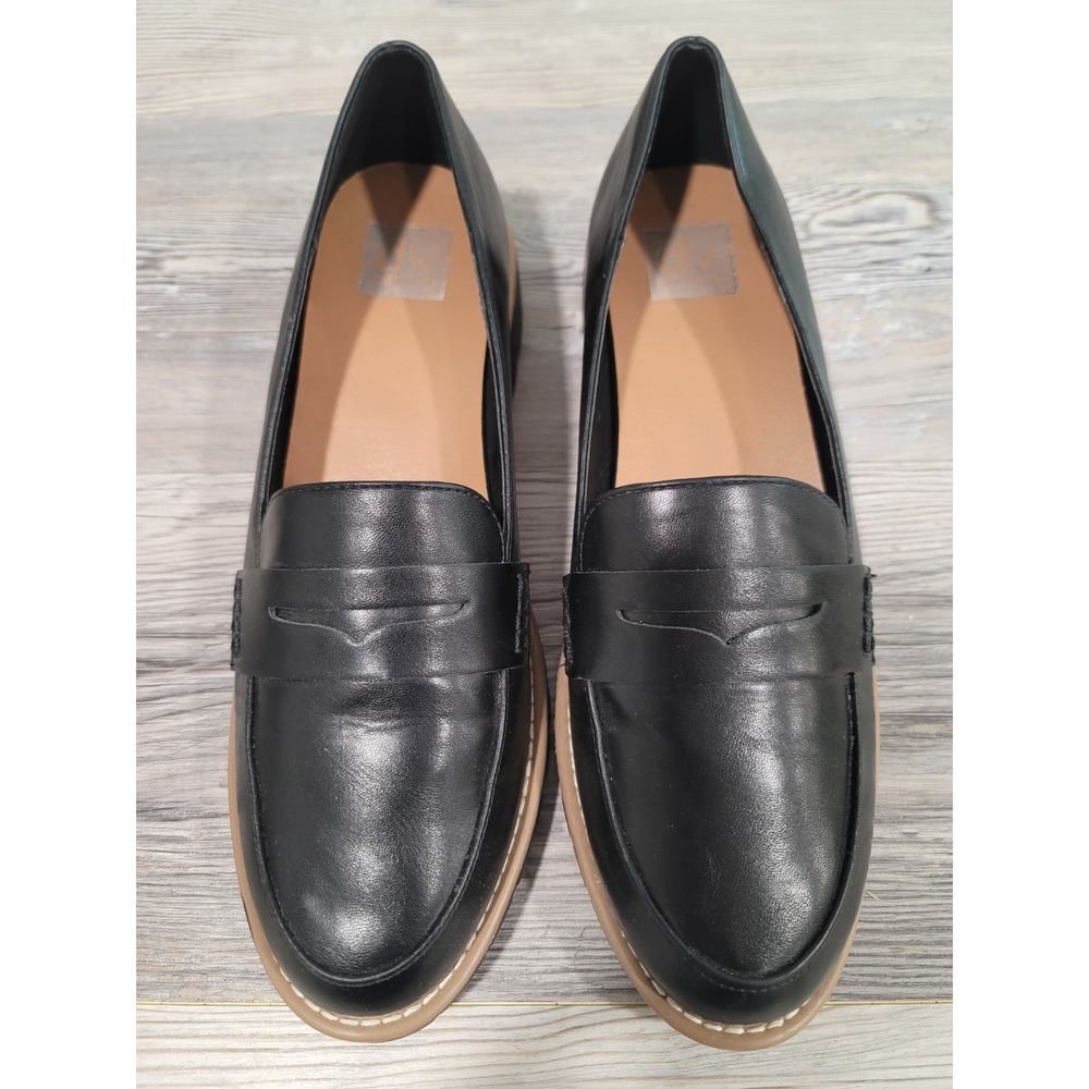 DV DOLCE VITA Crisp Lug Sole Penny Loafers Women' Sz 11 Dune Black Slip On Shoes